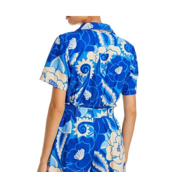 Farm Rio - Tropical Groove Linen Blend Romper size Large - Coastal - Picture 2 of 5